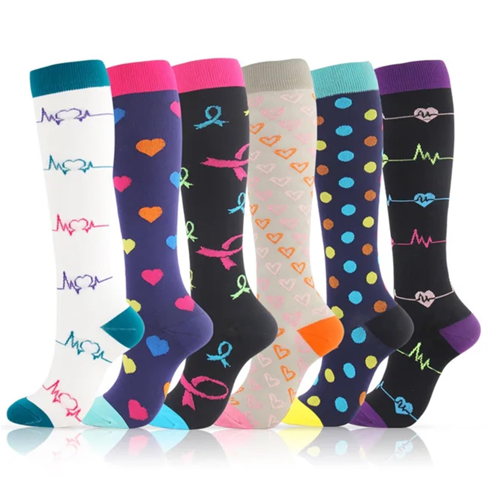 Calze Compressione Calzini A Compressione For Leggings Da Corsa, Da Calcio, Unisex, For Adulti, Edition Network, Calzini Da Infermiere Rossi A Pressione, Da Uomo(MIX006-31,S-M)