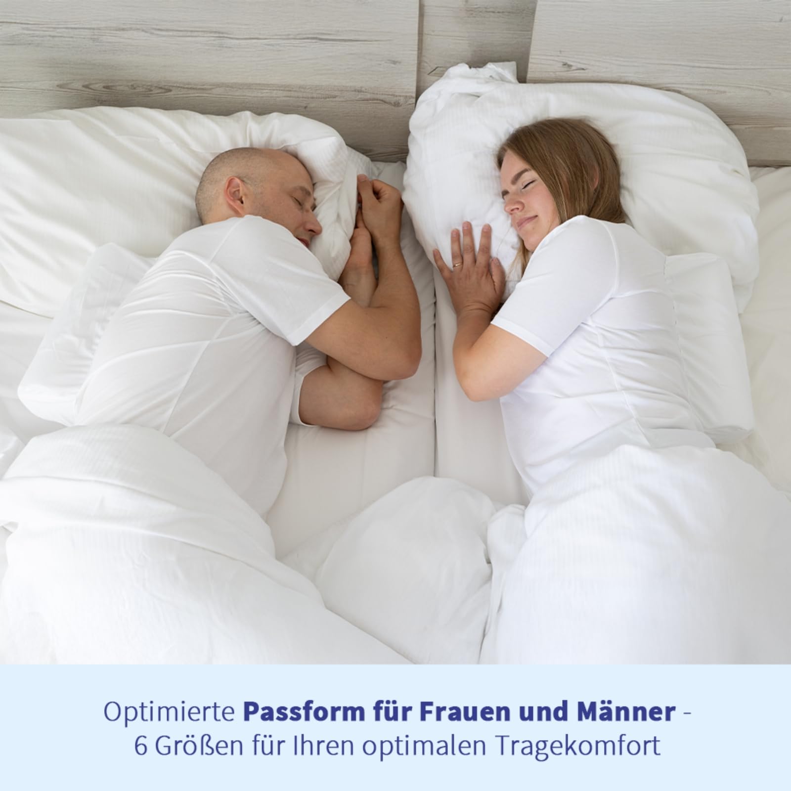 Anti-Schnarch-Shirt somnipax Standard mit Hartschaum-Rolle, 100% Bio-Baumwolle, Hilfe bei CPAP-Therapie, gegen Schlafapnoe + Schnarchen, für Männer [L]