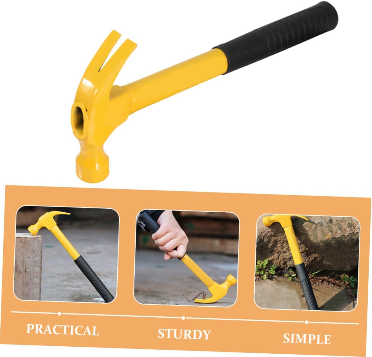 OUNONA Integrated Claw Hammer 0.8 Lb Steel Handle Carpenter Nailing Tool with Nail Holder Non-slip Claw Hammer for Woodworking and Home Repair