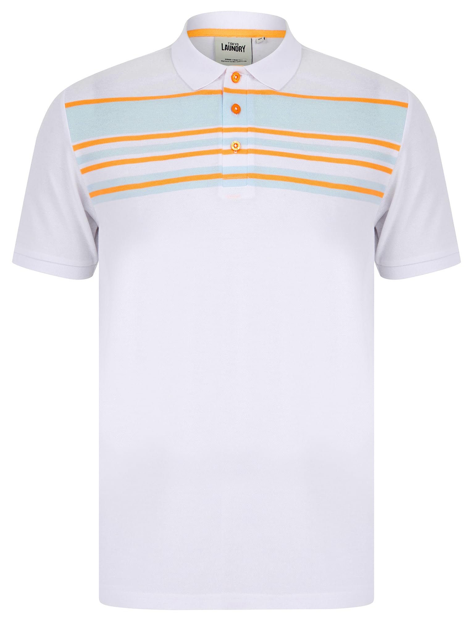 Tokyo Laundry Men's Optic White 'Hayden' Yarn Dyed Stripe Cotton Pique Polo Shirt