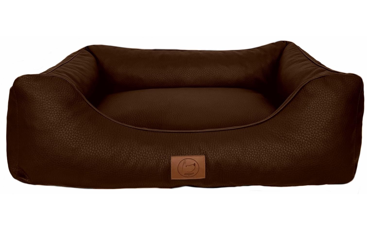 elropet Hundebett orthopädisch aus hochwertigem Kunstleder Milano XS/S/M/L/XL kleine Hunde große Hunde Hundekorb (Dunkelbraun, M (90x75x22cm))