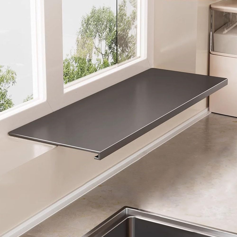 Penwlled Window Sill Extender Plate, 15.8inch Carbon Steel Storage Shelf, Heavy Duty Countertop Extension Board with Magnetic Base for Kitchen