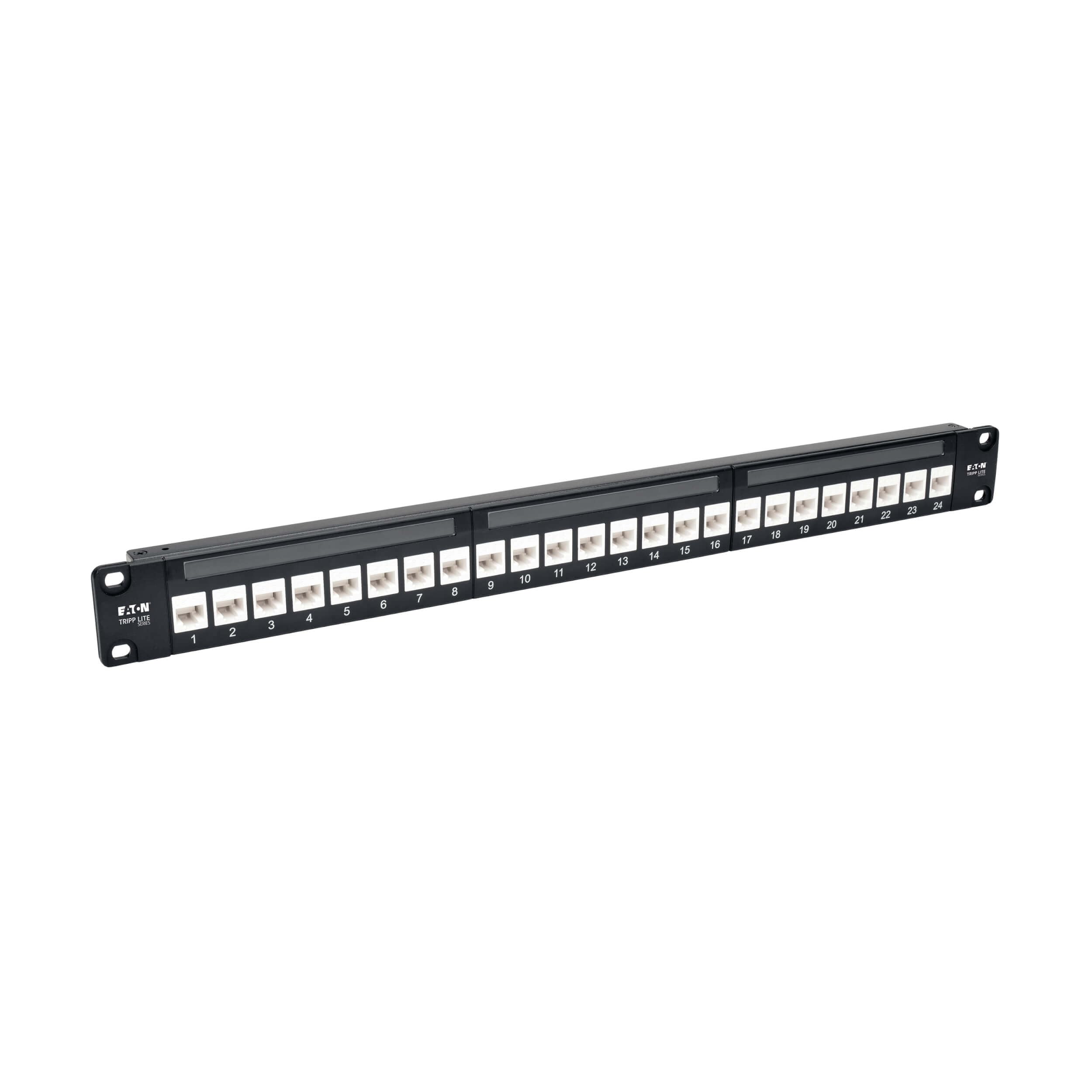 Panel de parcheo Cat6a Tripp Lite N254-024-6A con conectores RJ45 TAA 2