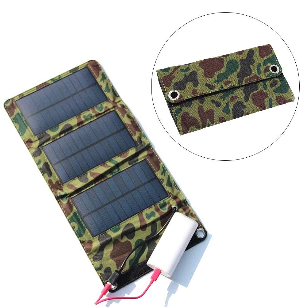 Caricatore Portatile Pieghevole per Pannello Solare 5W 5V Caricatore Portatile per Telefono Portatile USB Power Bank per Esterno per Il Campeggio
