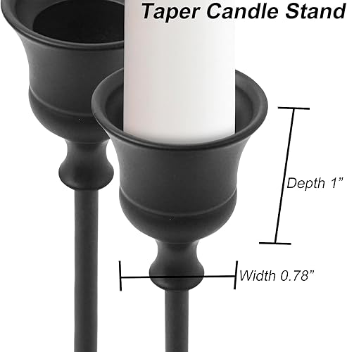 Miniatura 3 de DreamsEden Portavelas cónico negro Juego de 2 portavelas de metal moderno decorativo alto para comedor, hogar, boda, fiesta, decoración festiva
