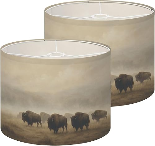 Miniatura 10 de Lamp Shade Snow Winter Quiet Blue Lakes Villages Snow covered Trees Log Cabin Drum Lamp Shades for Table Lamps Floor Lamps Pendant Light 8.9"x11"