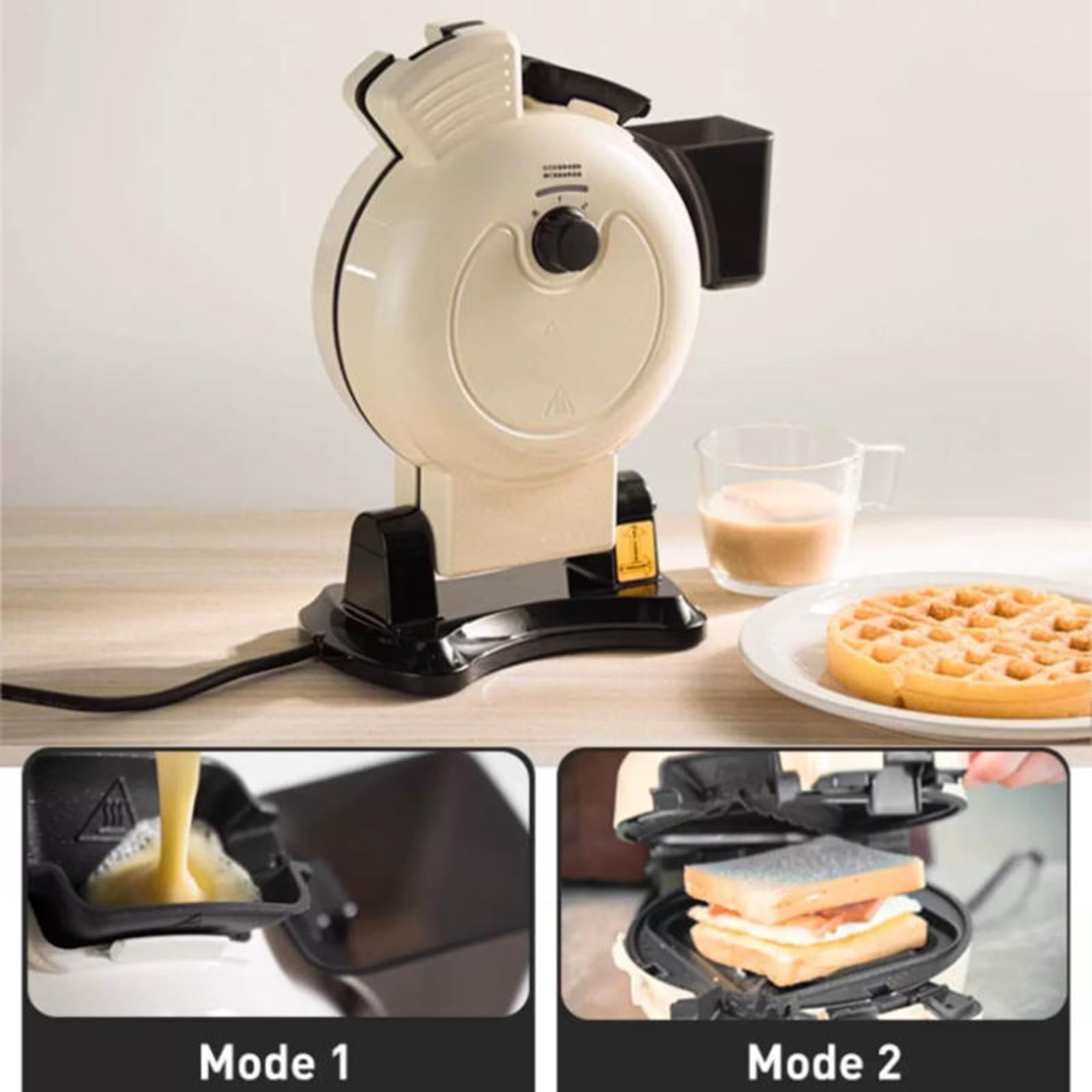 Gofrera Vertical De 650 W, Antiadherente, con 2 Niveles De Tostado, Protección contra Desbordamiento, Recipiente para Goteo Y Placas Extraíbles, Ideal para Sándwiches Y Pasteles. Silver