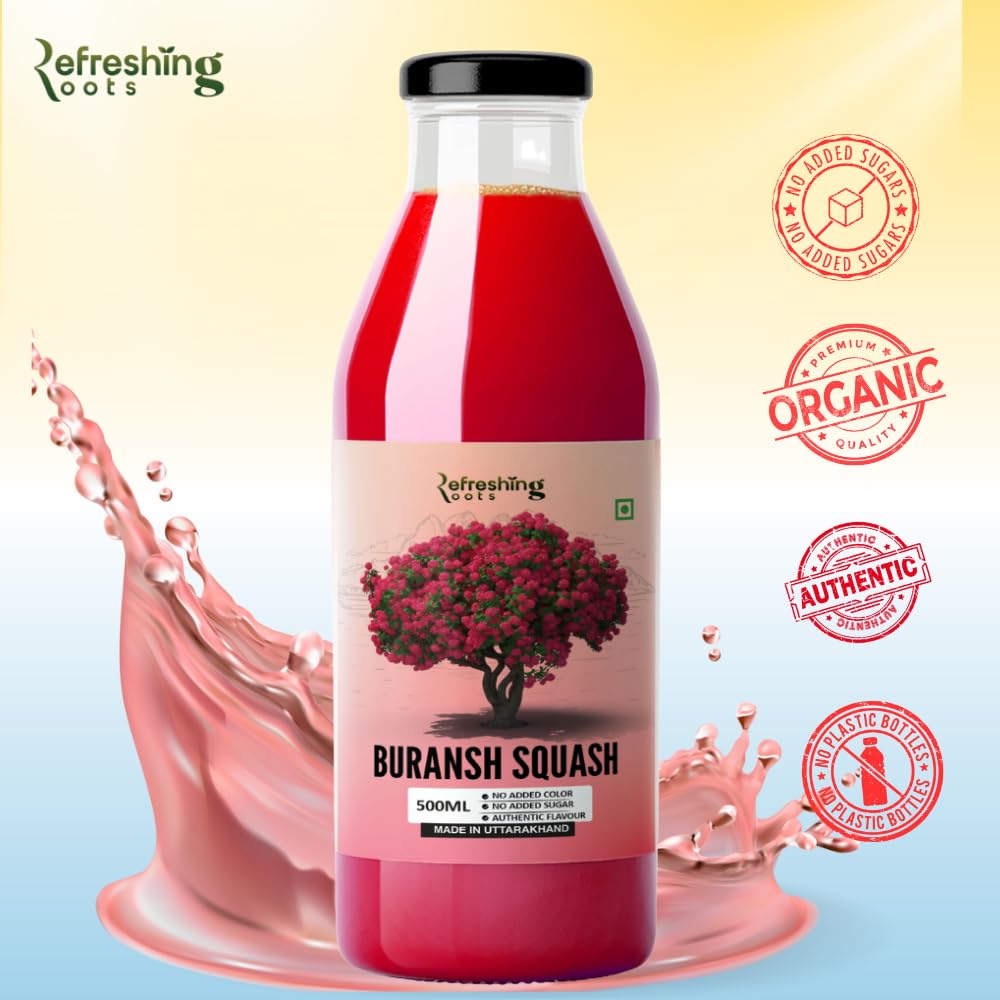 Refreshing Roots Uttarakhand Buransh Squash(Sharbat), 750ml Glass Bottle — Amazon image 5