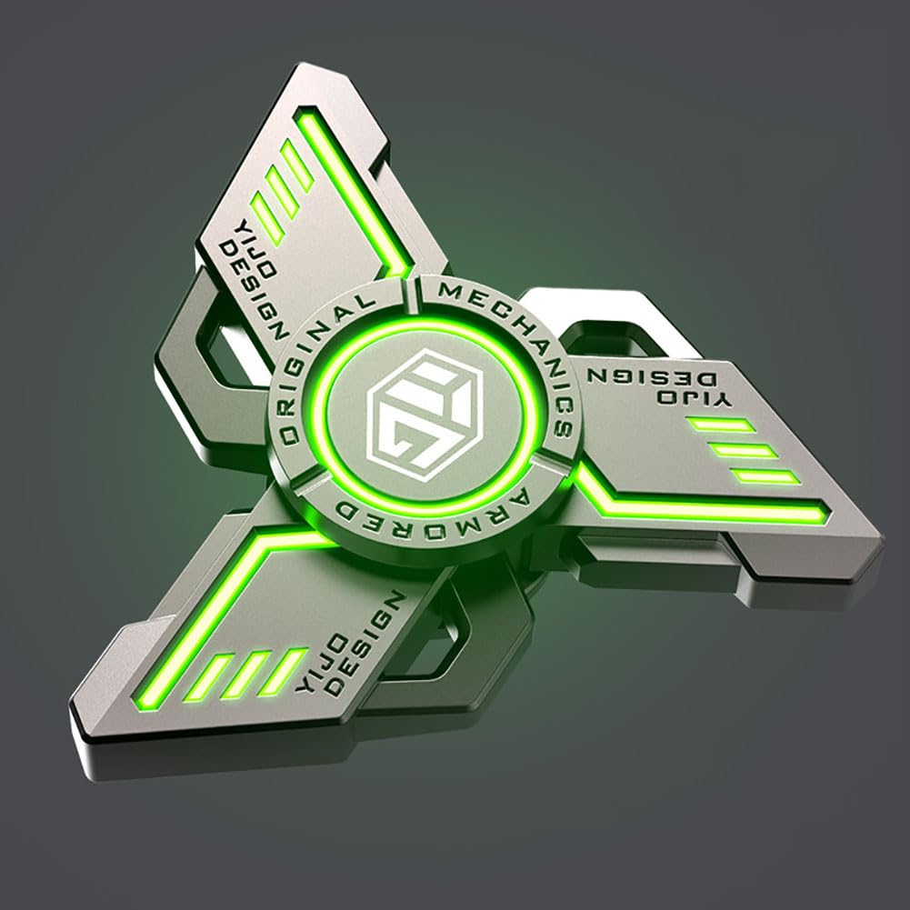 Anti Ansia Luminosa Punta delle Dita Giroscopio Mano Spinner, Sensoriale Fidget Giocattolo per Alleviare lo Stress, Noia, ADHD e Autismo (B,Verde)