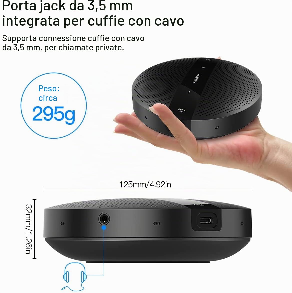 Microfono vivavoce per PC per computer, PS4 e XBOX, microfono Mic/Altoparlante USB omnidirezionale 360 ° per videoconferenza, riunioni online, registrazione, chat online, affari Skype, chiamate VoIP