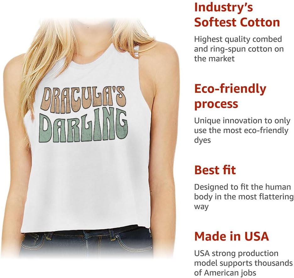 Vampire Themed Racerback Cropped Tank - Unique Women's Tank - Graphic Tank Top