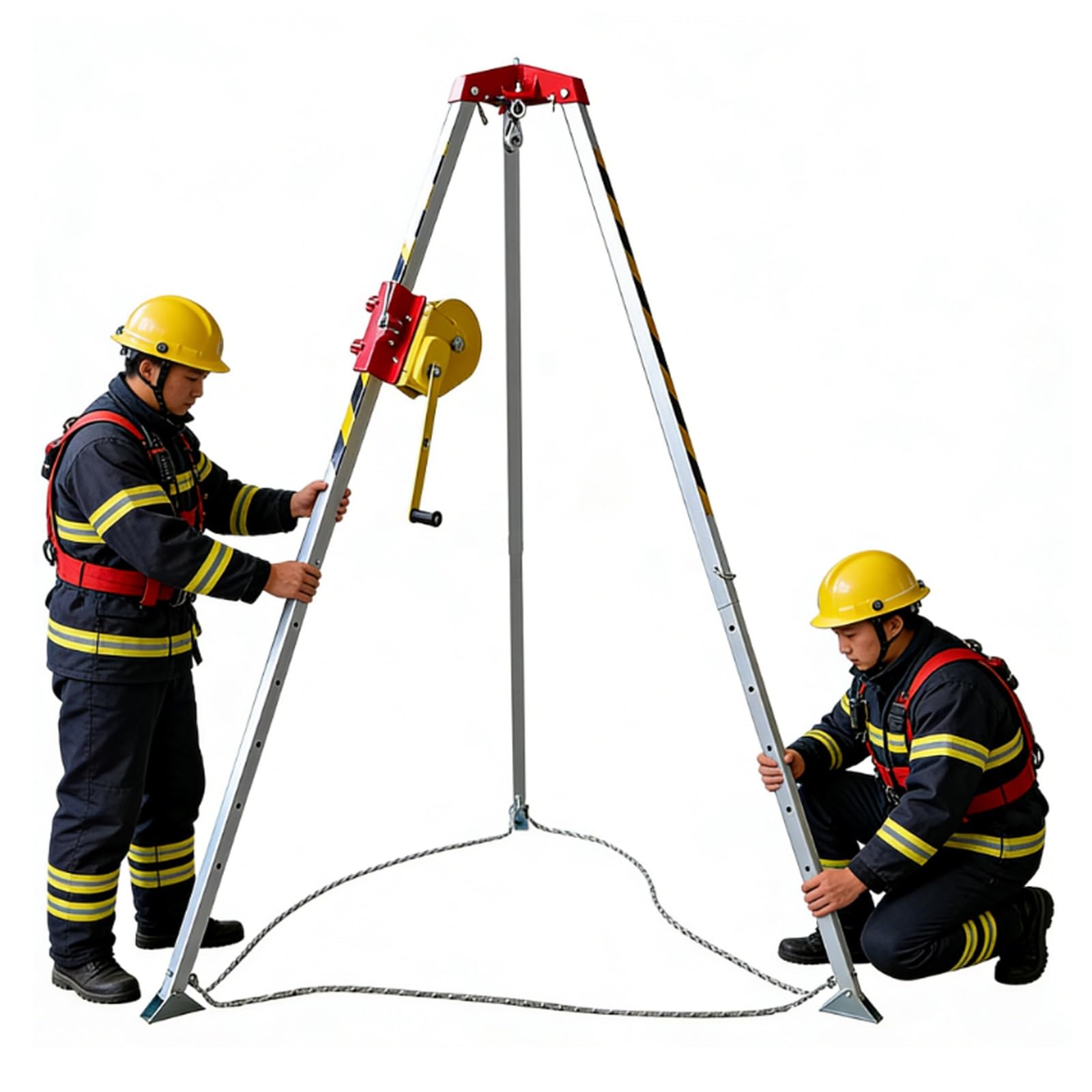 Genérico Kit de Rescate con trípode retráctil: Equipo de elevación de Emergencia para Espacios confinados, con Sistema anticaída y Sistema de Seguridad para Operaciones de Rescate seguras.
