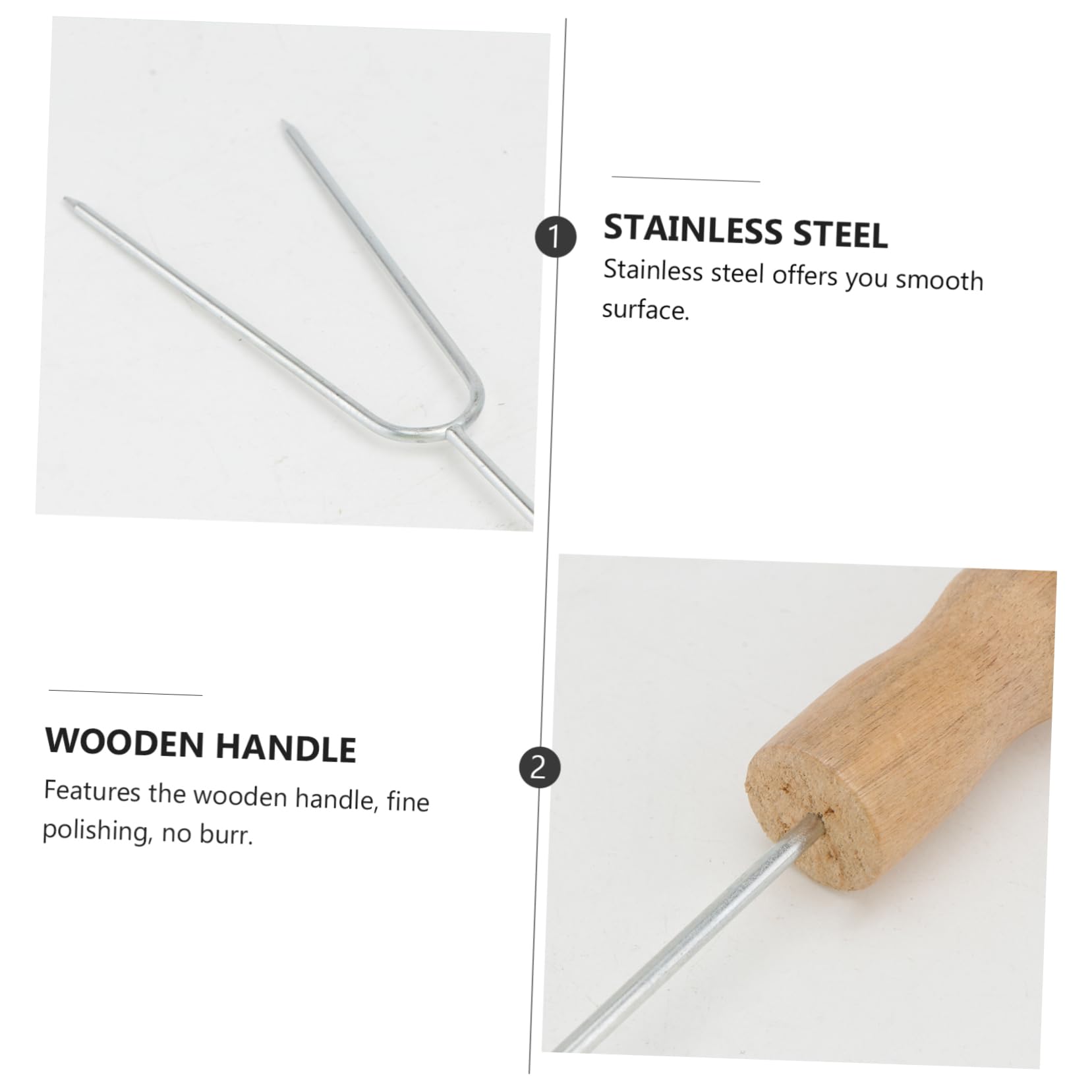 Forchette da Barbecue Set da 15 Pezzi in Acciaio Inossidabile Manico in Legno, Design senza Sbavature, Lunghezza Appropriata per Grigliate All'aperto