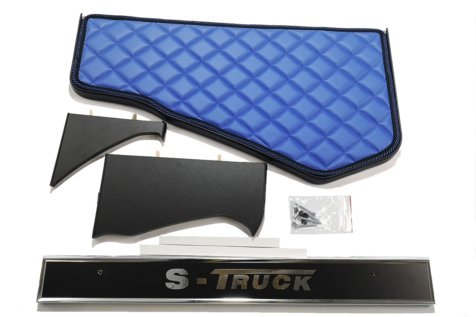 KRAM-TRUCK Étagère Centrale Matelassée pour Voiture, Compatible avec SCANIA S/R depuis 2017 nouvelle génération, Bleu, Cuir Synthétique sur Éponge 10 mm, Certificat d'hygiène