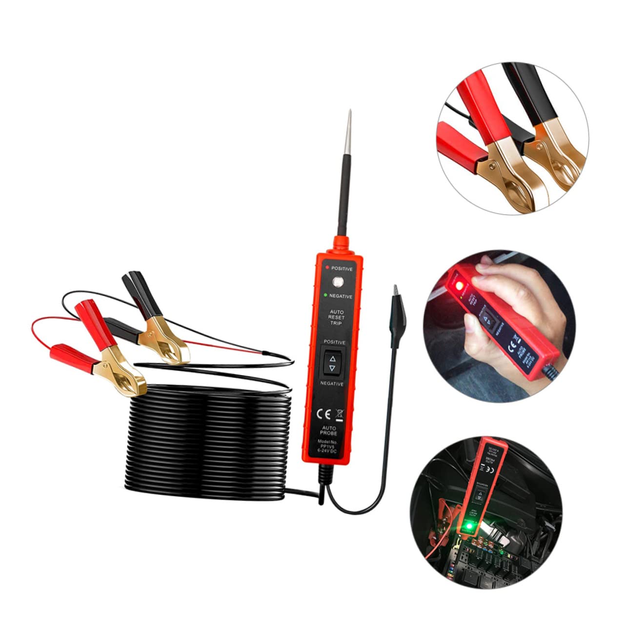 Gadpiparty 12v-tester und Fahrzeugwartung Geeignet für Polaritätstester mit Sicherungsprüfer Abs Material 16ft Kabel Elektrische Tests Am Kfz