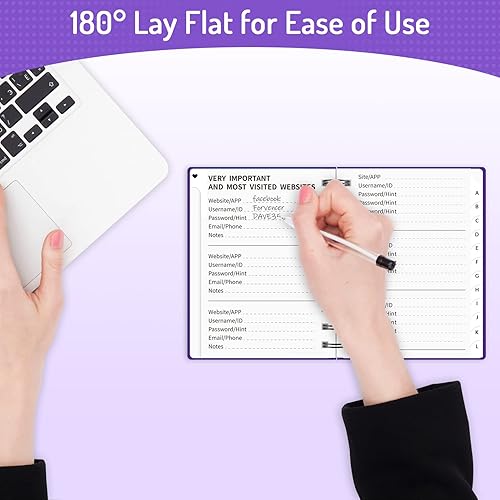 Miniatura 7 de Forvencer Libro de contraseñas con pestañas alfabéticas individuales, cuaderno de contraseñas pequeño de 4 x 5.5 pulgadas, guarda contraseñas en