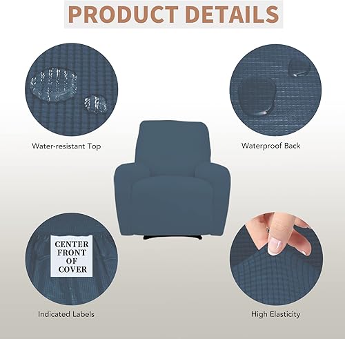 Miniatura 2 de Easy-Going - Funda 100 % impermeable doble para sofá reclinable, diseño jacquard, en 1 pieza, a prueba de derrames, para niños, mascotas, perros y
