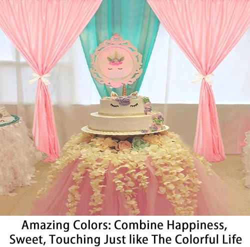 Miniatura 3 de ShinyBeauty Telón de fondo de lentejuelas rosas de 4 x 10 pies, 2 paneles de cortinas de fondo de boda, cortinas con purpurina para decoración de