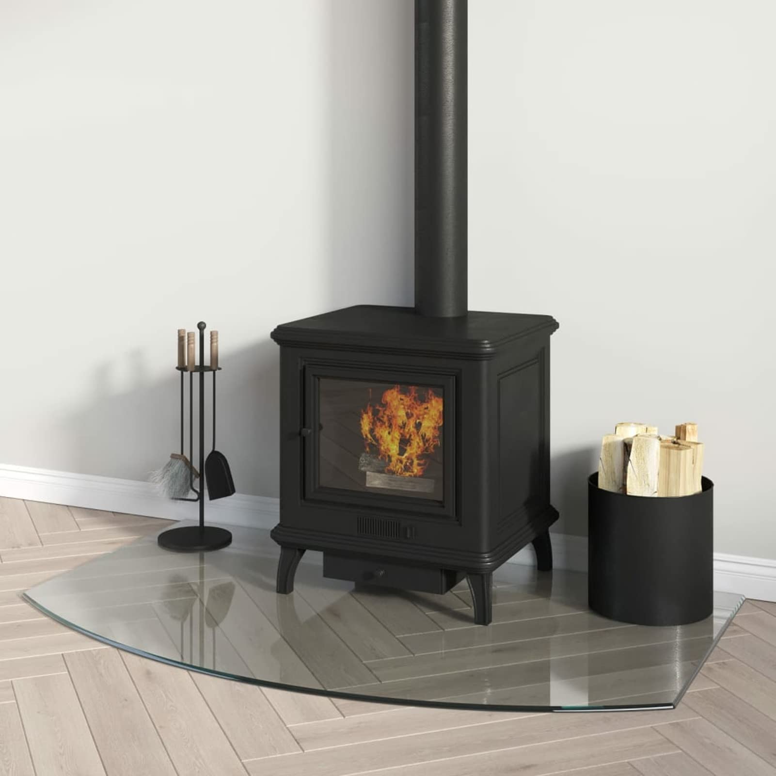 Rantry Placa de cristal para chimenea, 100 x 60 cm, protector de suelo para parquet y superficies laminadas, base de estufa resistente a altas temperaturas, cubierta de suelo de vidrio templado tipo 1