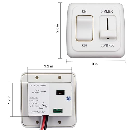 Miniatura 3 de Interruptor de palanca RV de 12 V CC con control de atenuador lateral alto para iluminación LED, halógena, incandescente, RV, automóvil, camión,