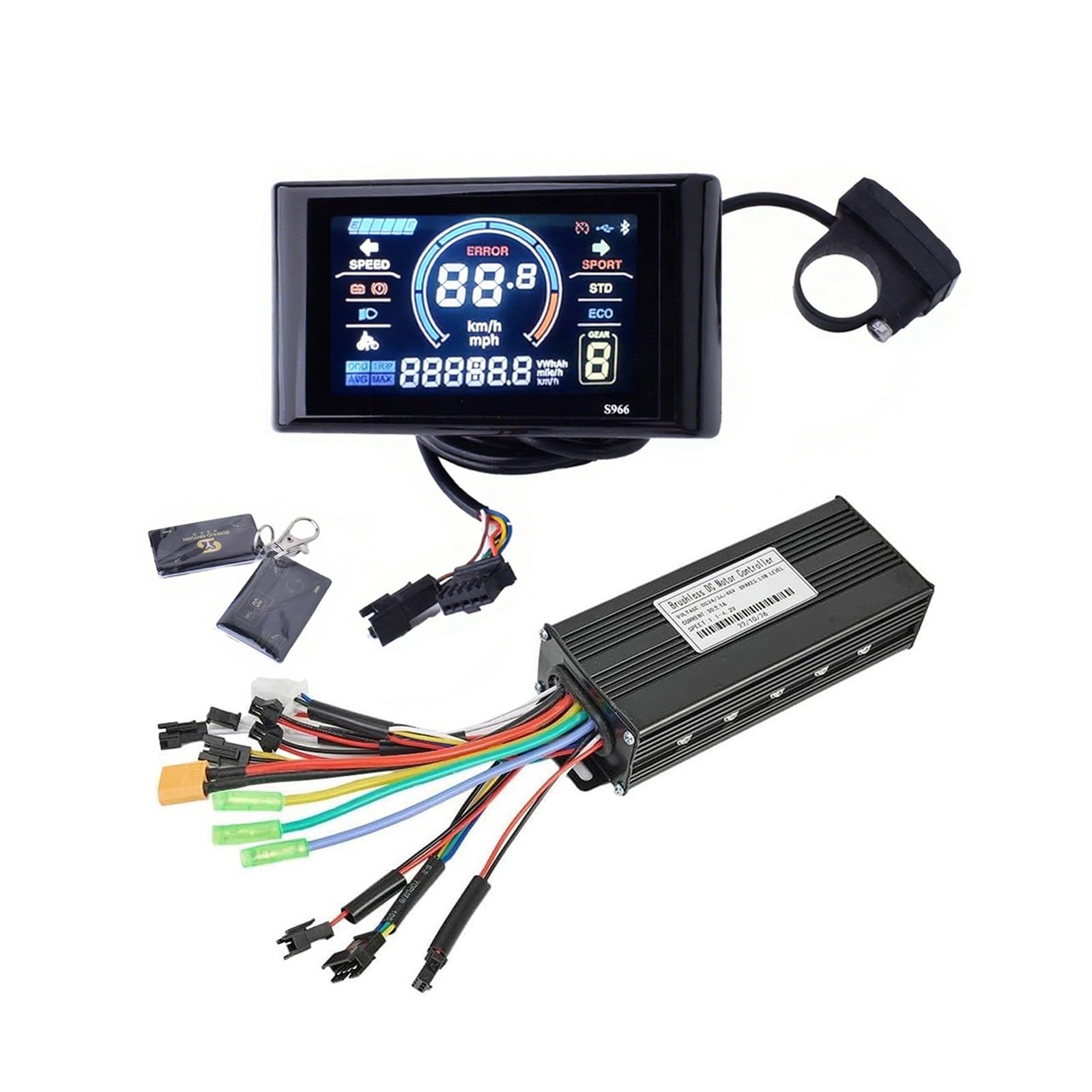 Kunray 36V 48V 30A Brushless Controller Kit 750W 1000W, 3-Mode Sine Wave with NFC Lock, Colour LCD Display, IP65 Waterproof, Self-Learning for Hall Sensorless E-Scooter Tricycle Hub Motor