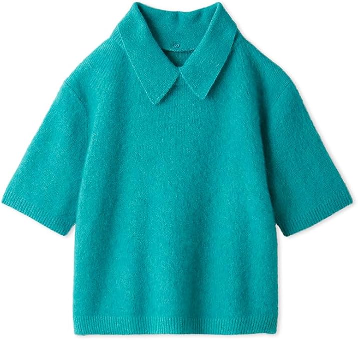 Amazon | [ミラオーウェン] ポロ衿クロップド丈モヘアニットTOPS