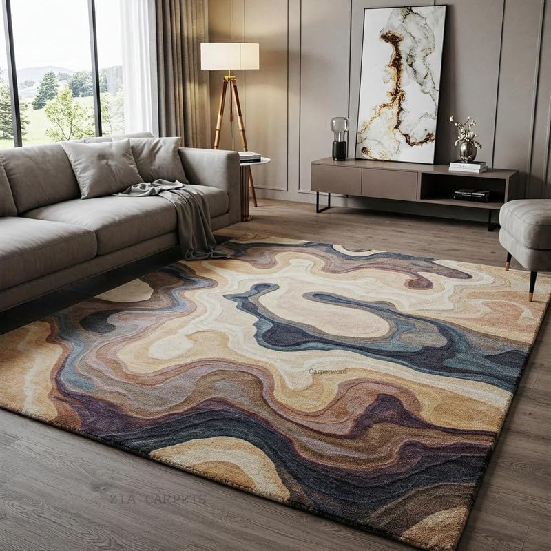 Image of zia carpets Hand Tufted Woollen Modern Collection Bedroom & Living Room Carpet Size 15 X 20 Feet
