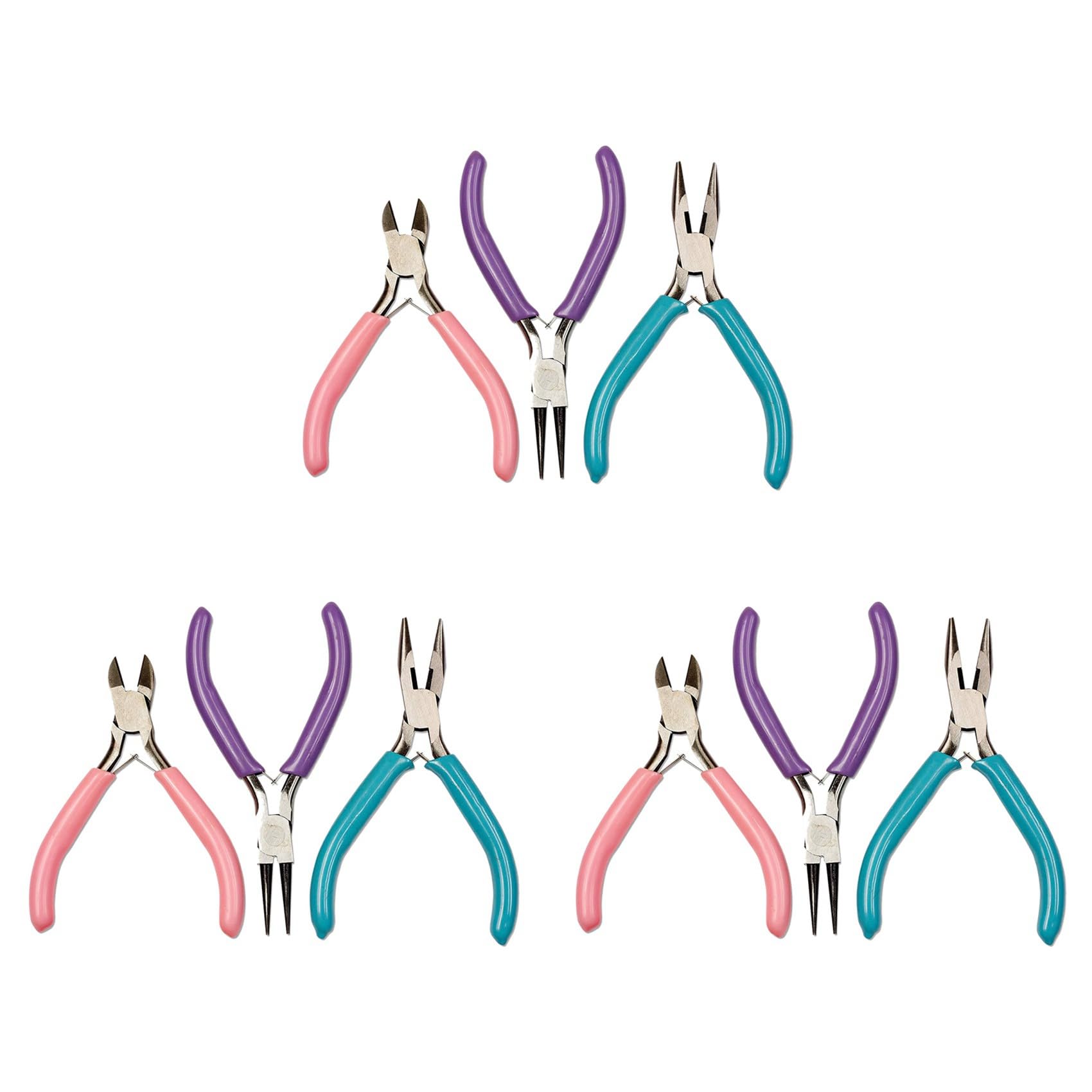 Vjsujehgy 9Pcs Diy Craft and Jewelry Tool Pliers Chain Nose Plier Cutter Plier Round Nose Plier for Beading Jewelry Making