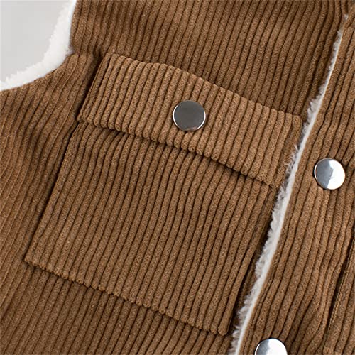 Boy Girls Corduroy Jacket Toddler Kids Sleeveless Fleece Winter Coat Kid Sherpa Lined Button Down Baby Fleece Jacket4