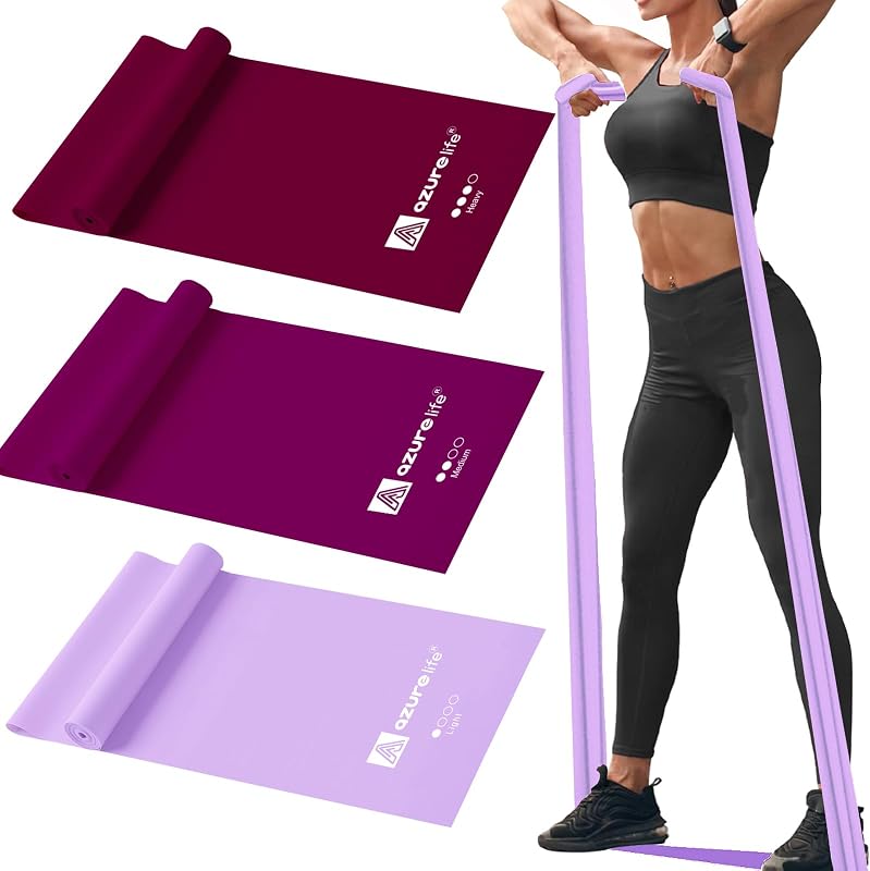 A AZURELIFE Bandas de resistencia, bandas elásticas largas profesionales sin látex, bandas de ejercicio para fisioterapia, yoga, pilates, rehabilitación, entrenamiento en casa o en el gimnasio, entrenamiento de fuerza