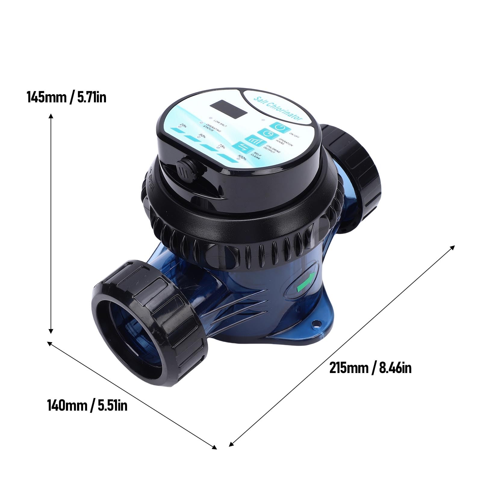 OPPWONG Generador de Cloro Salino, Clorador de Piscina de Agua Salada con Control Inteligente con Función de Autolimpieza y Salida de Cl Ajustable, para Piscinas Elevadas, SPA de