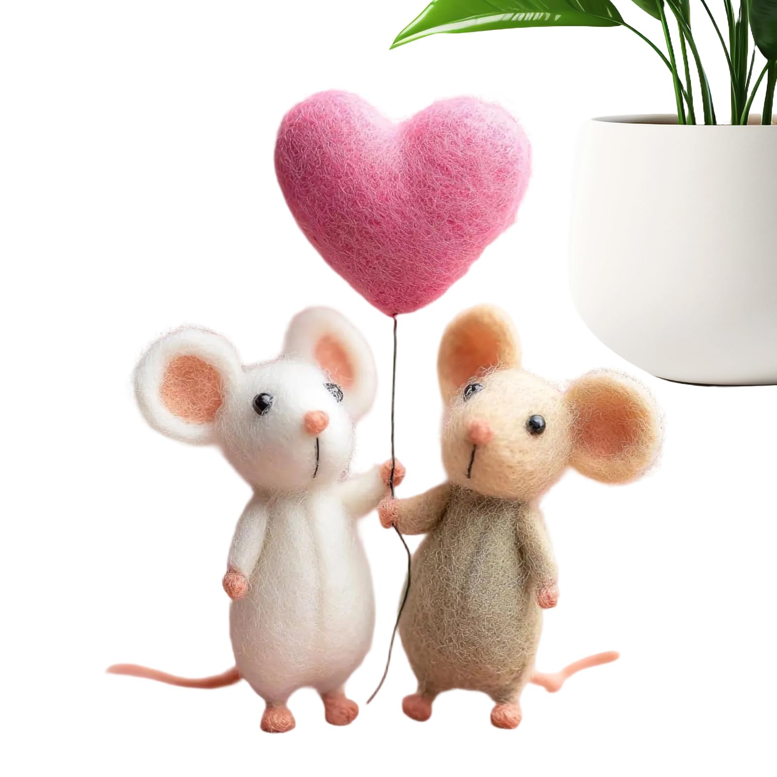 Figurines souris en feutrine fait main en laine pour déco chic