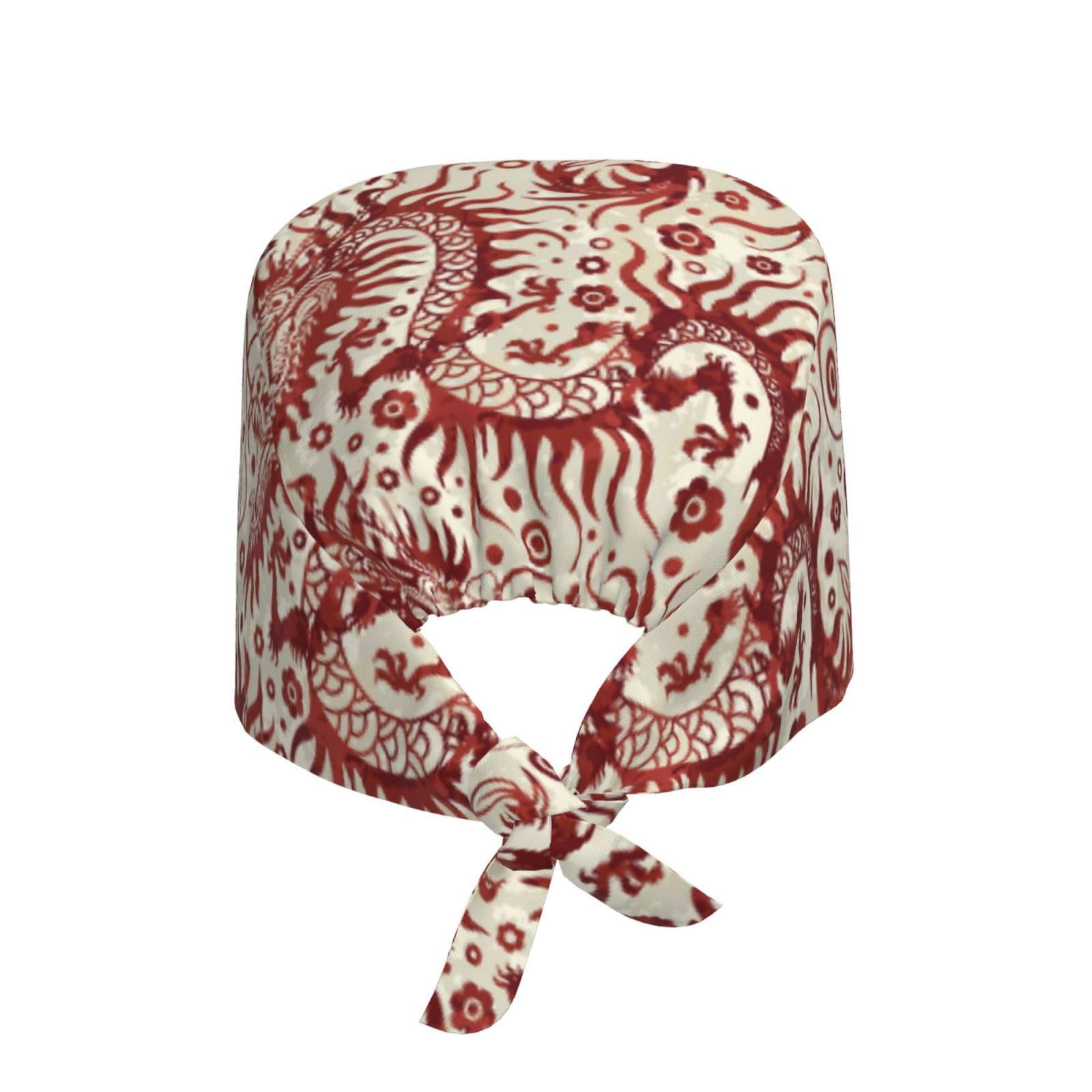 Kuilepa Dragons Print Working Caps With Sweatband Adjustable Working Hats Elastic Scrub Hats Nurse Scrub Cap Nurse Hats