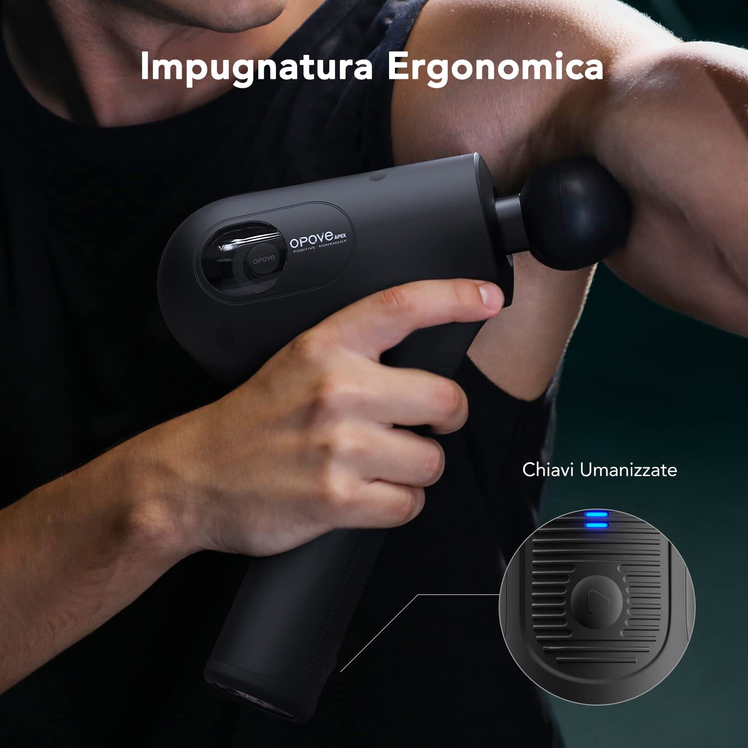 Opove Pistola Massaggio Muscolare Tessuto Profondo 14,5 mm Massaggiatore Muscolare Elettrico Portatile Design Ergonomico Per Collo, Schiena, Spalle E Gambe Rilassamento Muscolare Apex Nero