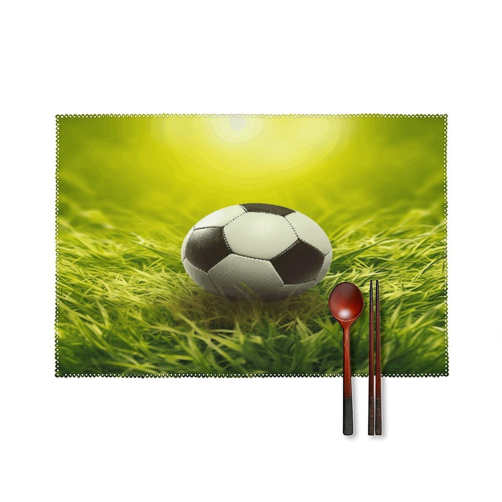 Fekiloot Style Football On Grass Placemats Set Of 6,Table Mat