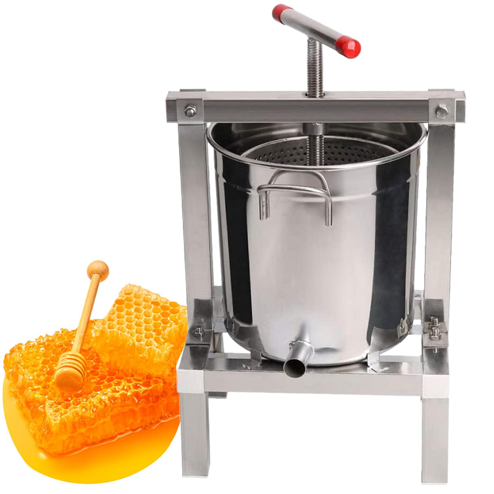 YXYLJOZ 10L Fruit Honey Manual Press, Stainless Steel Cider, Wine, Grape, Press, for Wine and Juice Making Supplies