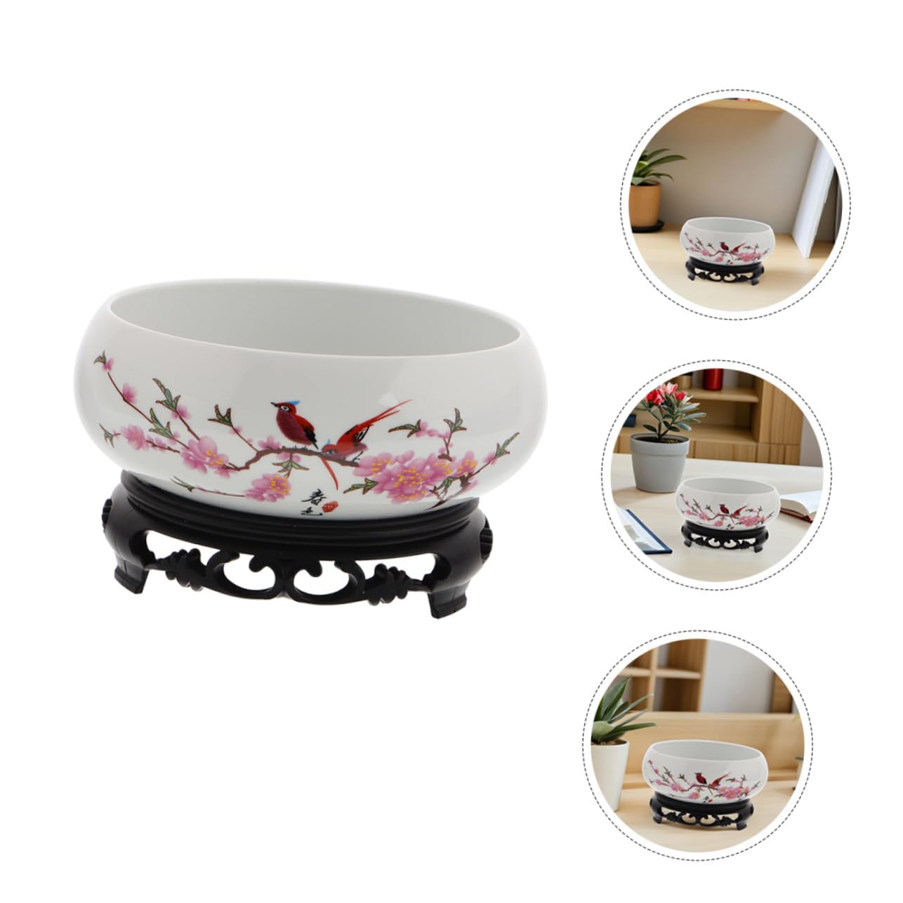 ORFOFE Ceramiczna Doniczka Lotosy z Podstawą Stojaka Hydroponiczna Porcelanowa Osłonka Kwiaty bez Otworów Dekoracyjna Do Sukulentów Do Wnętrz i