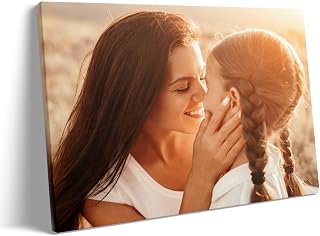 Custom Canvas Prints With Your Photos, Personalized Mothers Day Gifts, Custom Mom Gifts Wall Art On Canvas Print Poster Framed Family Wall Decor for Christmas Family Wedding Anniversary Decor 8x8in