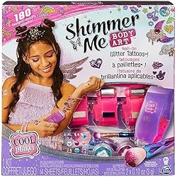 Cool Maker Máquina De Coser Cool MAKER - Shimmer ME Body Art - Kit de Tatuajes Temporales Niñas con Rodillo, 4 Películas de Efectos Metalizados y 180 Diseños - 6061176 - Juguetes Niñas 8 Años +
