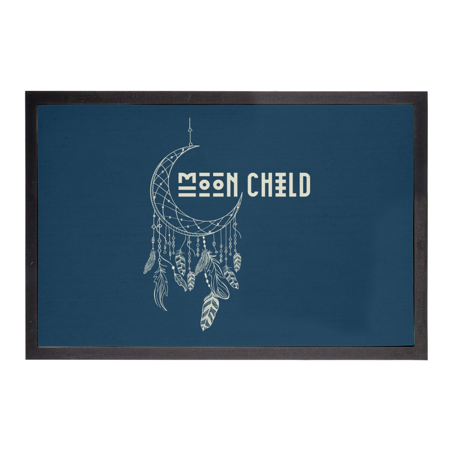 Paillasson bleu Moon Child lune et étoiles 75x50cm pour entrée