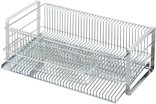 Shimomura Planning 35728 Simple and Refined Dish Drying Rack, Slim Vertical Placement, Made in Japan, Suitable for Various Tableware, Can Hold Small Items, Water Flow Tray, Chopsticks Pocket, Kitchen,