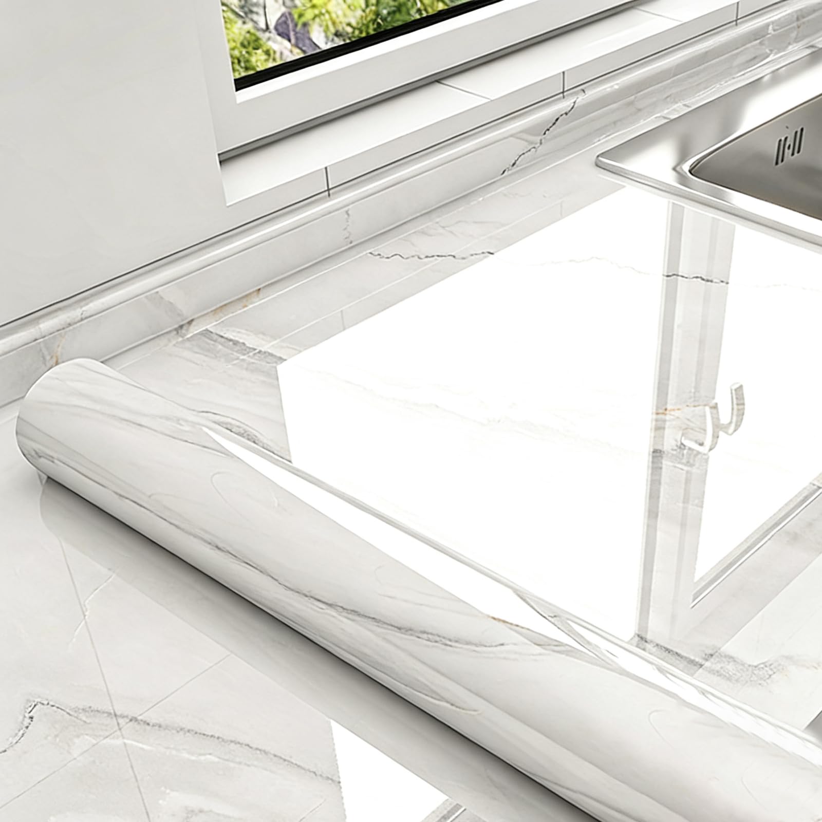 Foelanne Style E Back Self Adhesive Wallpaper, Marble Self Adhesive Contact Paper Multicolor Multiple Sizes(,60Cm*5M)