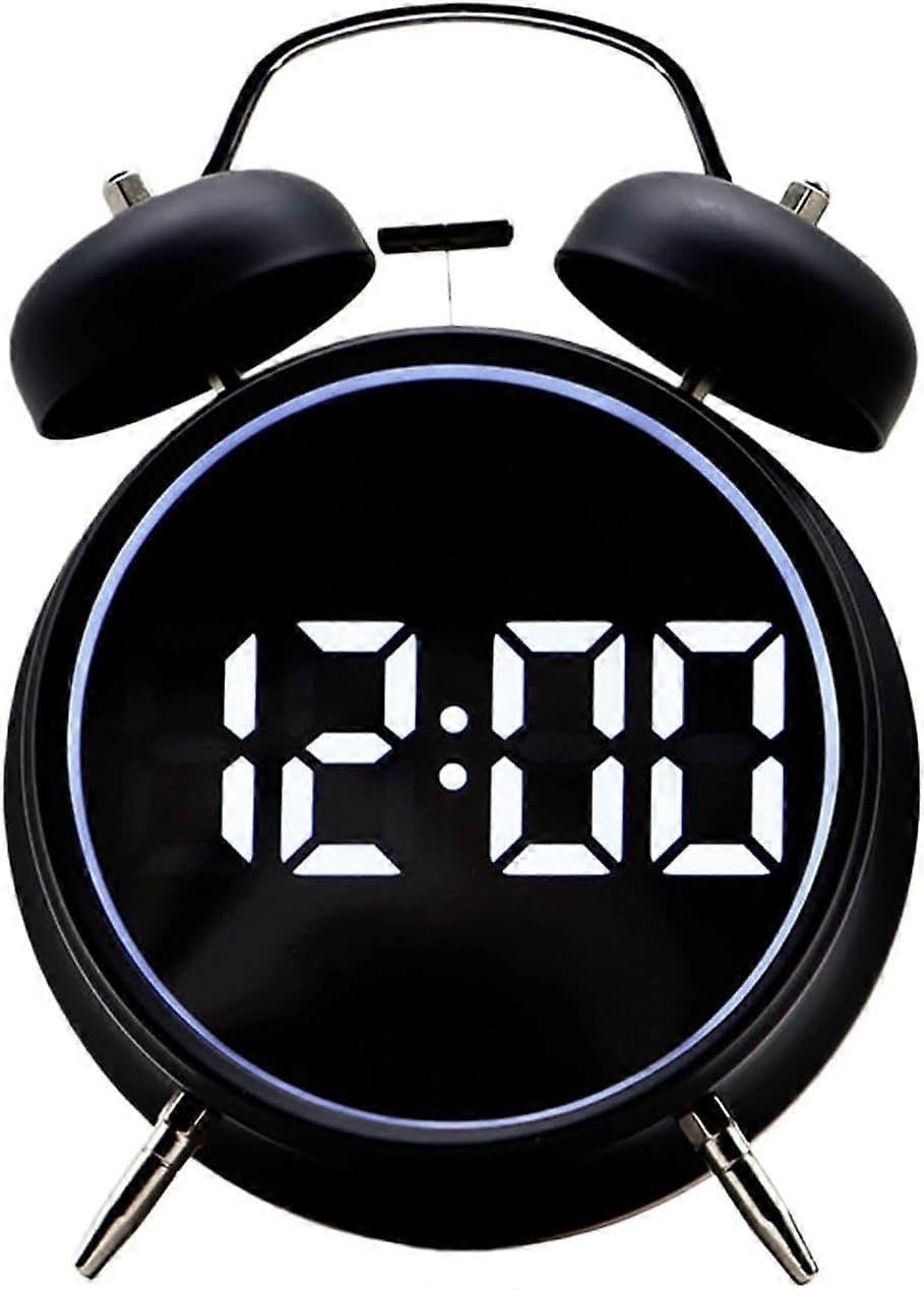 JOYHAPPST Dual bell alarm clock with nightlight, analog alarm clock without ticking, loud alarm for deep sleepers, analog without ticking, battery operated for