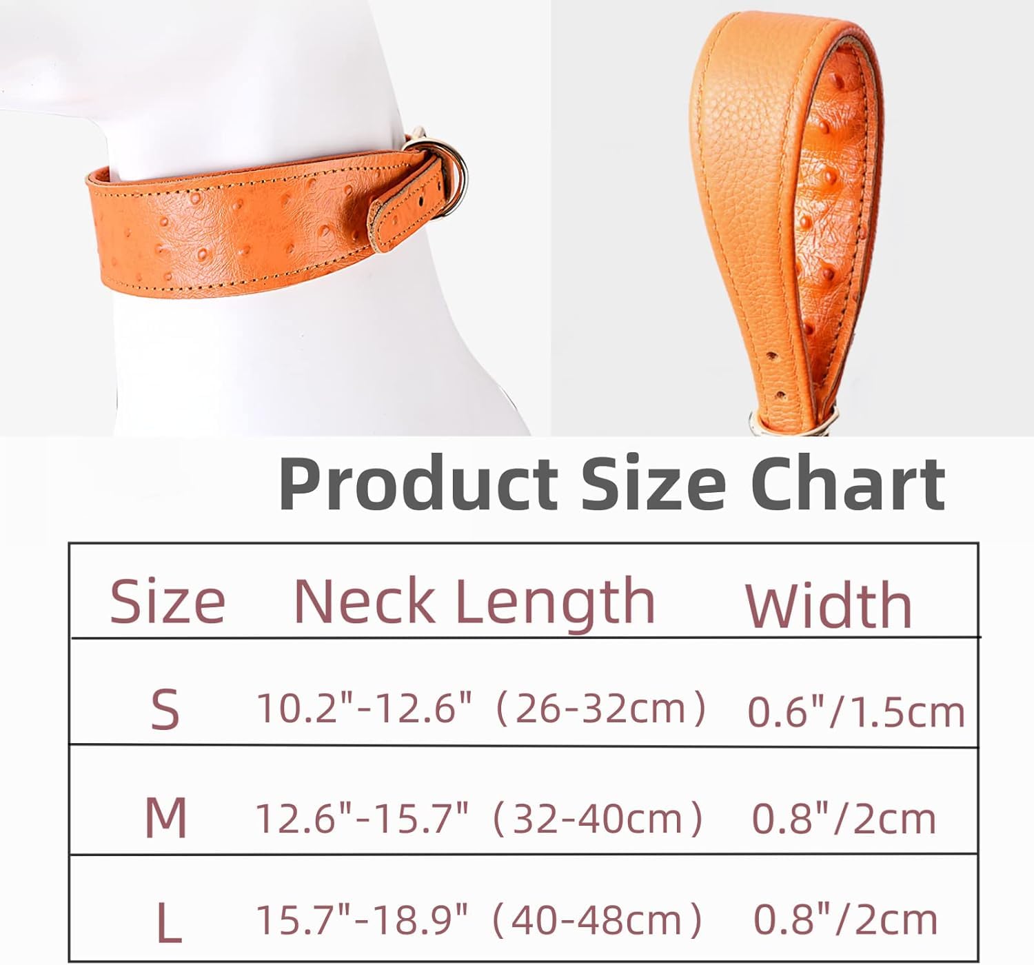 Collar para Perro, Cuero Genuino, Resistente, diseño único y cómodo(Red,Large)