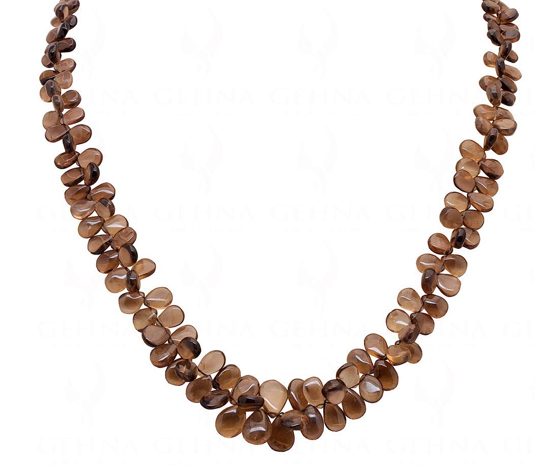 gehna Smokey Topaz Gemstone Almond Shaped Bead Strand-picture-25