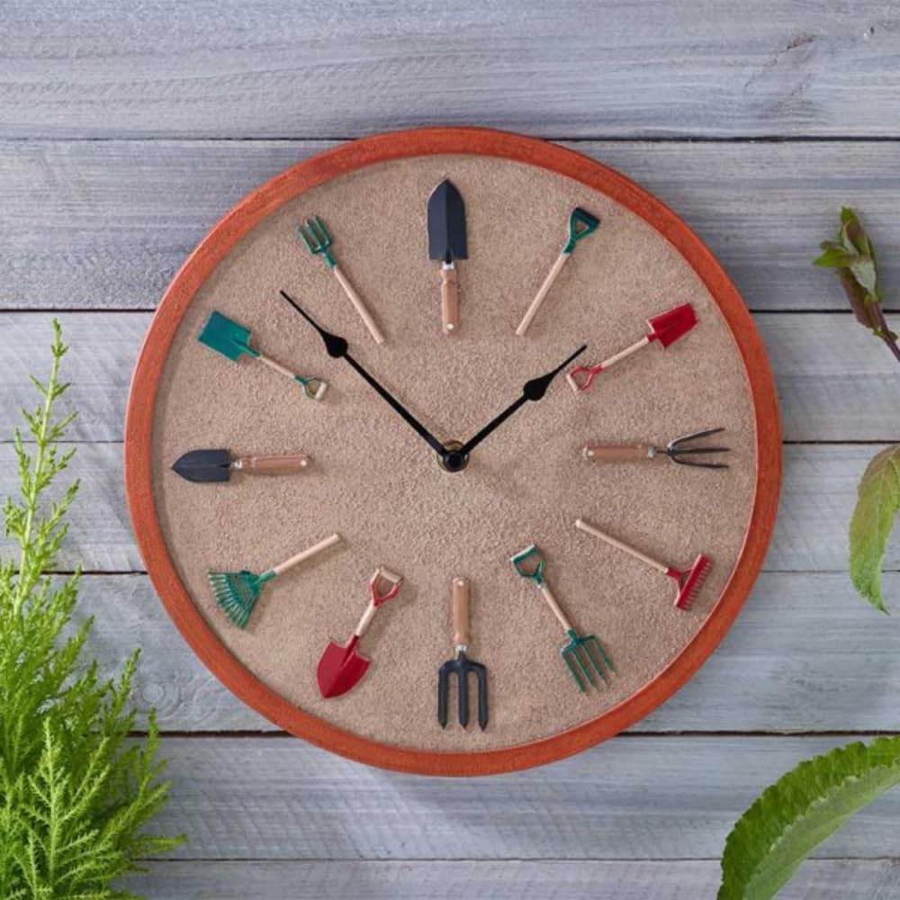 Garden Mile Garden Tools 30Cm Tools Design Wall Clock Outdoor Clocks For The Garden Large Ornament Kitchen Clock For Livingroom Outdoor Wall Clock For The Garden