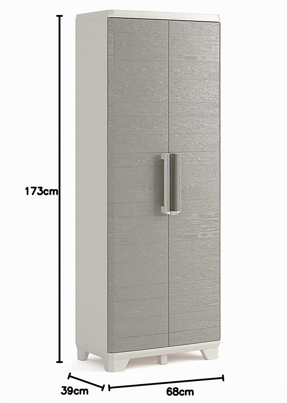 Keter Linear Wood Armadio Portascope Grigio Porte Imitazione Legno 68x39x173H cm