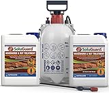 Soluguard Woodworm and Rot Treatment (2x5L Clear & Sprayer) Ready for Use & Pump Action Pressure Sprayer. Solvent-free Preservative Woodworm Killer.