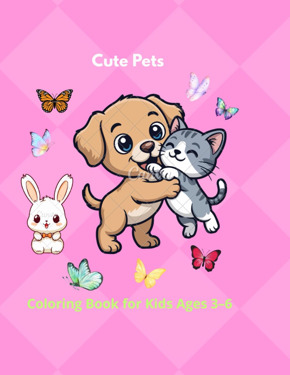 Cute Pets Coloring Book for Kids Ages 3–6: Big and Easy Adorable Puppies, Kittens and Small Animals with Bold Simple Designs for Toddlers