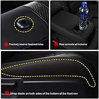 Vista 5 de Juego completo de fundas de asiento personalizadas para Prado 2004-2008 7 asientos cuero asiento cojín protector negro